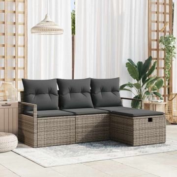 vidaXL Set de canapele pentru grădină 4 pcs Gri 175 x 117 x 85 cm