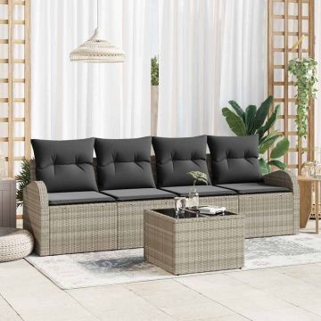 vidaXL Set de canapele pentru grădină 5 pcs Gri deschis și gri închis