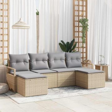 vidaXL Set de canapele pentru grădină 6 pcs Beige și gri deschis