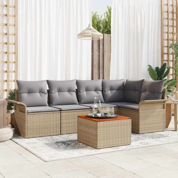 vidaXL Set de canapele pentru grădină 6 pcs Beige și gri deschis