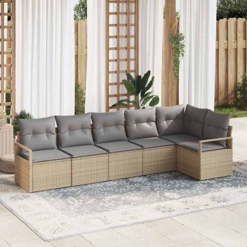 vidaXL Set de canapele pentru grădină 6 pcs Beige și gri deschis