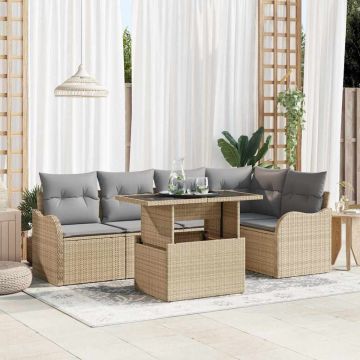 vidaXL Set de canapele pentru grădină 6 pcs Bej 100 x 55 x 73 cm