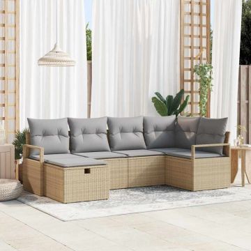 vidaXL Set de canapele pentru grădină 6 pcs bej și gri deschis