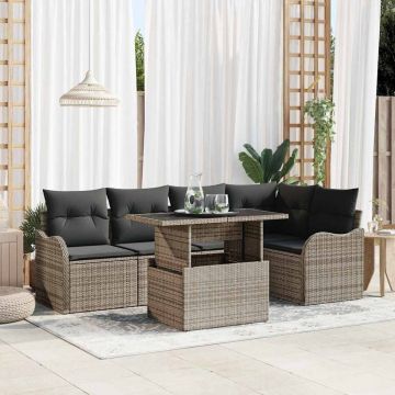 vidaXL Set de canapele pentru grădină 6 pcs Gri 100 x 55 x 73 cm