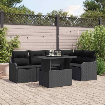 vidaXL Set de canapele pentru grădină 6 pcs Negru 100 x 55 x 73 cm