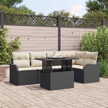 vidaXL Set de canapele pentru grădină 6 pcs Negru 100 x 55 x 73 cm