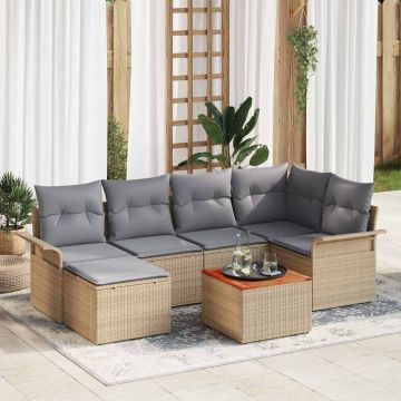 vidaXL Set de canapele pentru grădină 7 pcs Beige și gri deschis