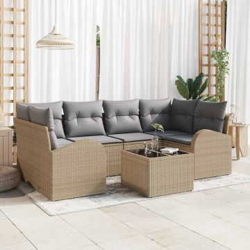 vidaXL Set de canapele pentru grădină 7 pcs Bej și gri 55 x 55 x 37 cm