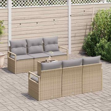 vidaXL Set de canapele pentru grădină 7 pcs Bej și gri 55 x 55 x 37 cm