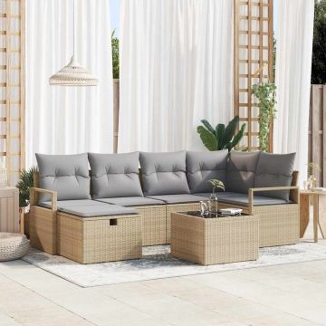 vidaXL Set de canapele pentru grădină 7 pcs bej și gri deschis