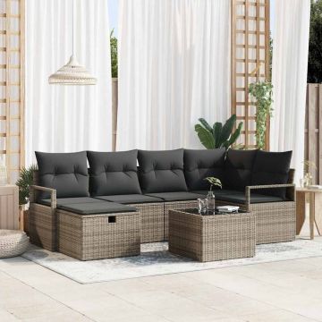 vidaXL Set de canapele pentru grădină 7 pcs Gri 232 x 122 x 85 cm