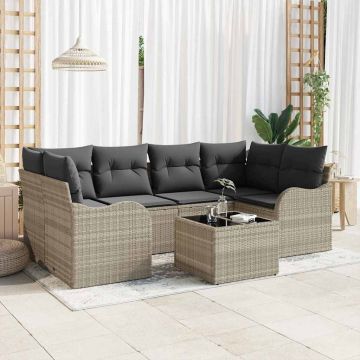 vidaXL Set de canapele pentru grădină 7 pcs Gri deschis și gri închis