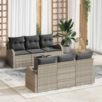 vidaXL Set de canapele pentru grădină 7 pcs Gri deschis și gri închis
