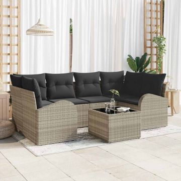 vidaXL Set de canapele pentru grădină 7 pcs Gri deschis și gri închis