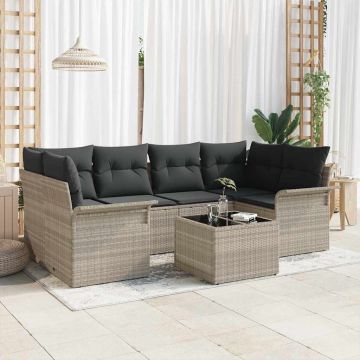 vidaXL Set de canapele pentru grădină 7 pcs Gri deschis și gri închis
