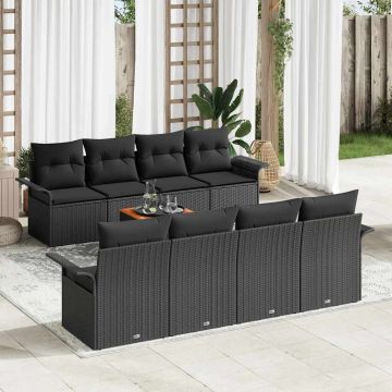vidaXL Set de canapele pentru grădină 7 pcs Negru 55 x 55 x 37 cm