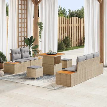 vidaXL Set de canapele pentru grădină 8 pcs Beige și gri deschis