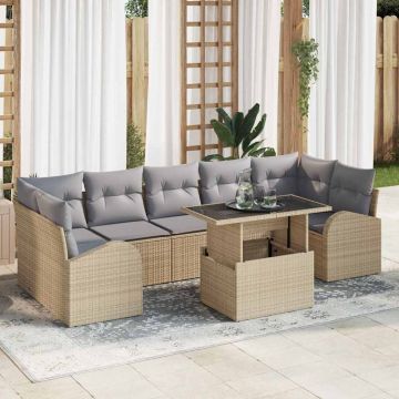 vidaXL Set de canapele pentru grădină 8 pcs Bej 100 x 55 x 73 cm