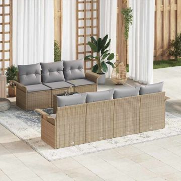 vidaXL Set de canapele pentru grădină 8 pcs Bej și gri 55 x 55 x 37 cm
