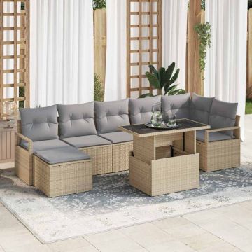 vidaXL Set de canapele pentru grădină 8 pcs bej și gri deschis