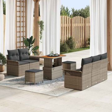 vidaXL Set de canapele pentru grădină 8 pcs Gri 90 x 55 x 71 cm