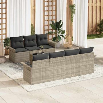 vidaXL Set de canapele pentru grădină 8 pcs Gri deschis și gri închis