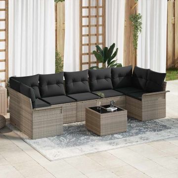 vidaXL Set de canapele pentru grădină 8 pcs Gri deschis și gri închis