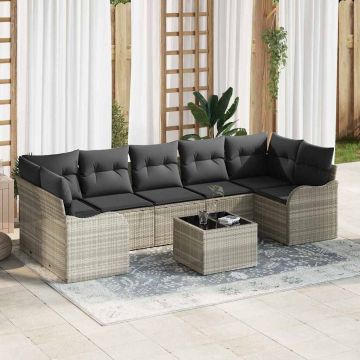 vidaXL Set de canapele pentru grădină 8 pcs Gri deschis și gri închis