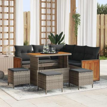 vidaXL Set de canapele pentru grădină 8 pcs Gri Gri închis