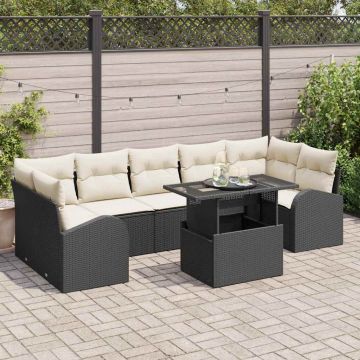 vidaXL Set de canapele pentru grădină 8 pcs Negru 100 x 55 x 73 cm
