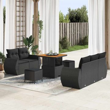 vidaXL Set de canapele pentru grădină 8 pcs Negru 80 x 80 x 71 cm