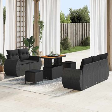 vidaXL Set de canapele pentru grădină 8 pcs Negru 90 x 55 x 71 cm