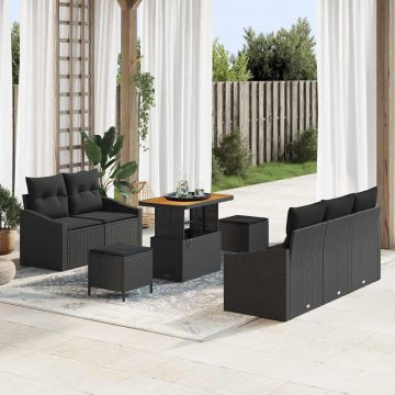 vidaXL Set de canapele pentru grădină 8 pcs Negru 90 x 55 x 71 cm