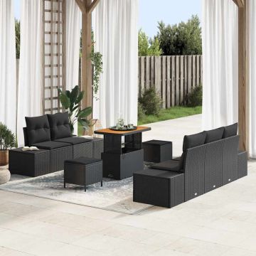 vidaXL Set de canapele pentru grădină 8 pcs Negru 90 x 55 x 71 cm