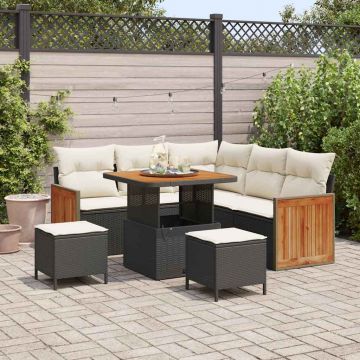 vidaXL Set de canapele pentru grădină 8 pcs Negru și Crem