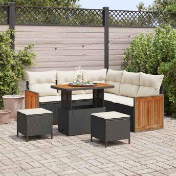 vidaXL Set de canapele pentru grădină 8 pcs Negru și Crem