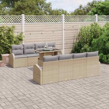 vidaXL Set de canapele pentru grădină 9 pcs Bej 100 x 55 x 73 cm