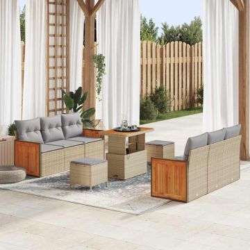 vidaXL Set de canapele pentru grădină 9 pcs Bej 90 x 55 x 71 cm