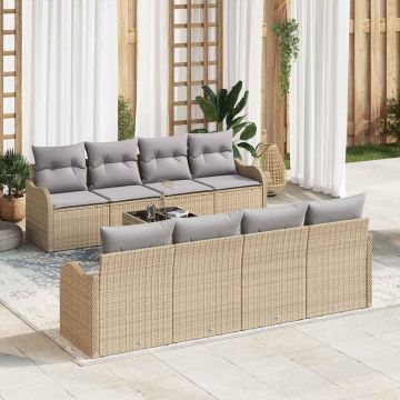 vidaXL Set de canapele pentru grădină 9 pcs Bej și gri 55 x 55 x 37 cm