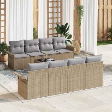 vidaXL Set de canapele pentru grădină 9 pcs Bej și gri 55 x 55 x 37 cm