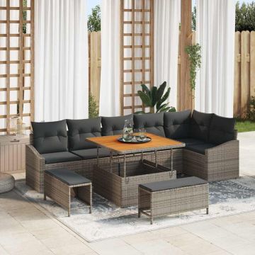 vidaXL Set de canapele pentru grădină 9 pcs Gri 100 x 100 x 71 cm