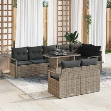 vidaXL Set de canapele pentru grădină 9 pcs Gri 100 x 55 x 73 cm