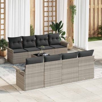 vidaXL Set de canapele pentru grădină 9 pcs Gri deschis și gri închis