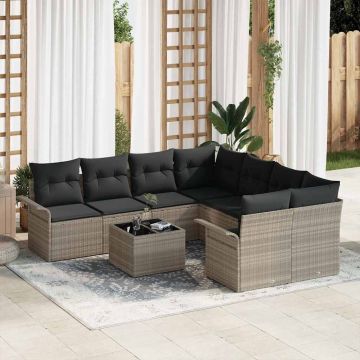 vidaXL Set de canapele pentru grădină 9 pcs Gri deschis și gri închis