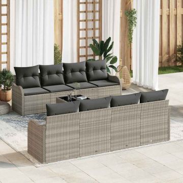 vidaXL Set de canapele pentru grădină 9 pcs Gri deschis și gri închis