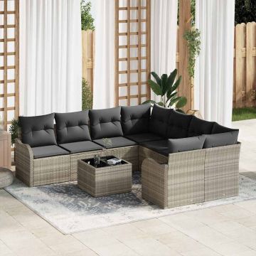 vidaXL Set de canapele pentru grădină 9 pcs Gri deschis și gri închis