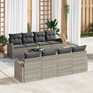 vidaXL Set de canapele pentru grădină 9 pcs Gri deschis și gri închis