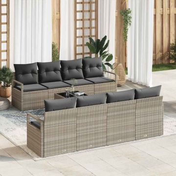 vidaXL Set de canapele pentru grădină 9 pcs Gri deschis și gri închis