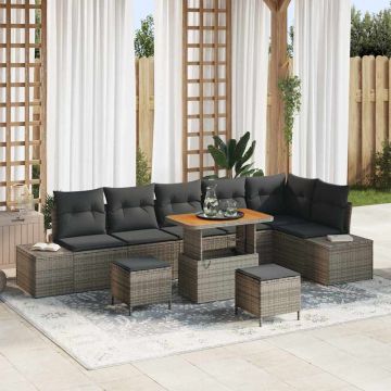 vidaXL Set de canapele pentru grădină 9 pcs Gri deschis și gri închis