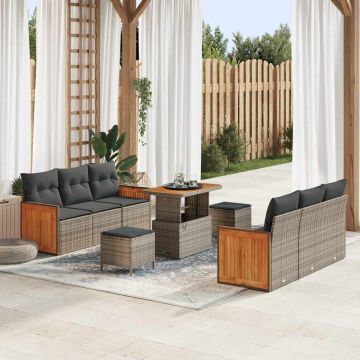 vidaXL Set de canapele pentru grădină 9 pcs Gri și gri închis